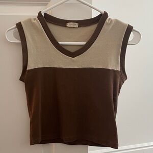 Brandy Melville Brown and Cream Sleeveless Top